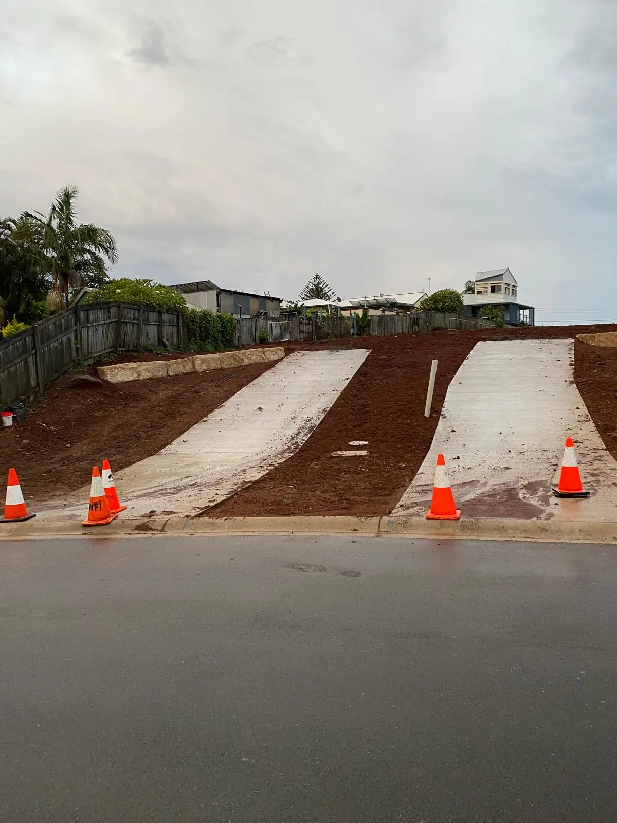 Two concrete driveways from the kerb